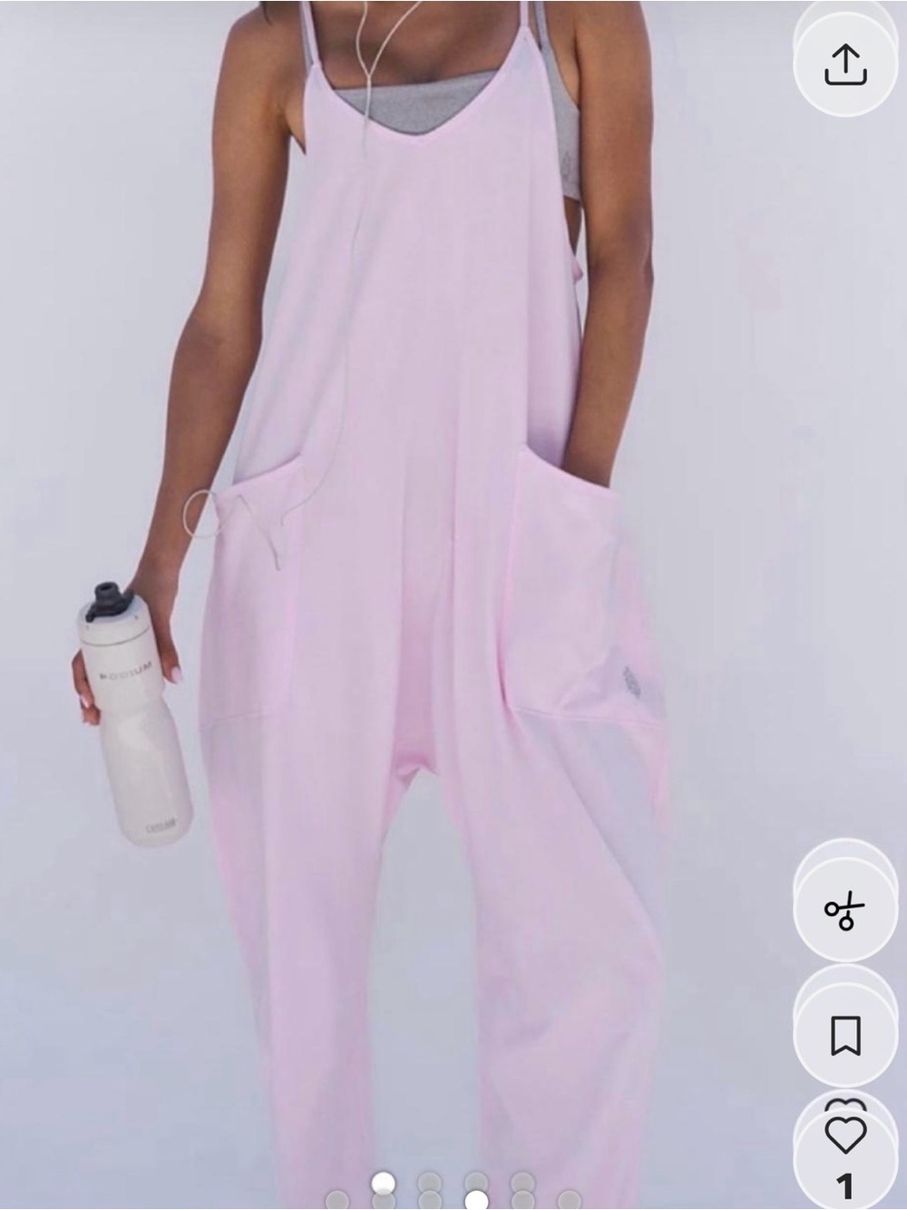 Free People Pale Pink Relaxed Jumpsuit with Pockets
